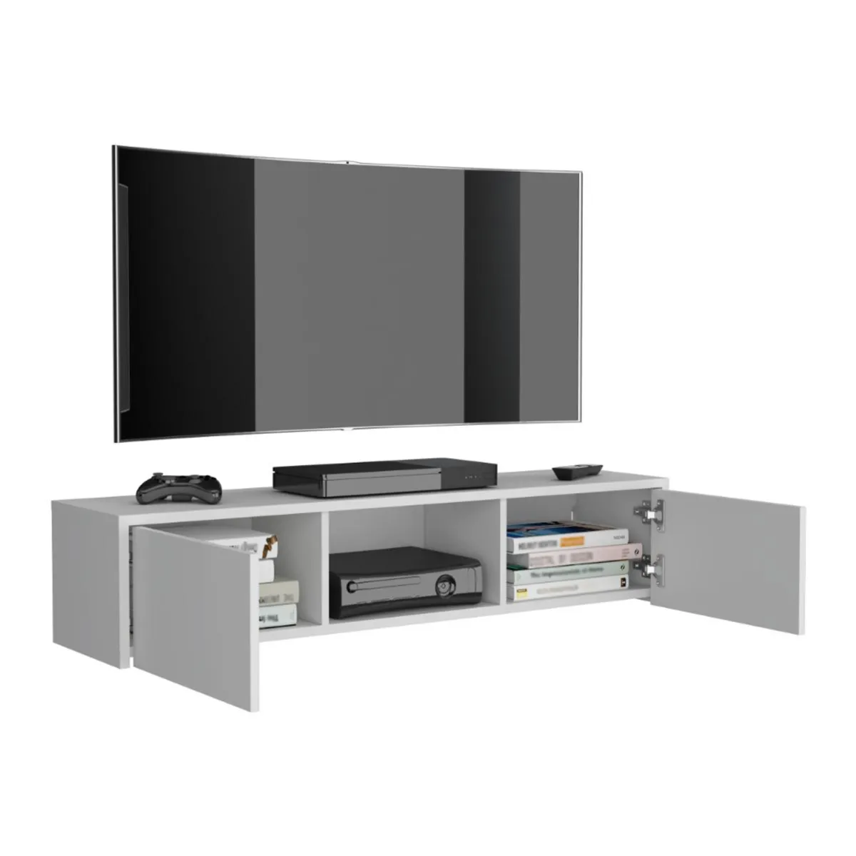 RTA DESIGN - Mesa Para Tv Flotante Gleid Blanco con Dos Puertas Abatibles