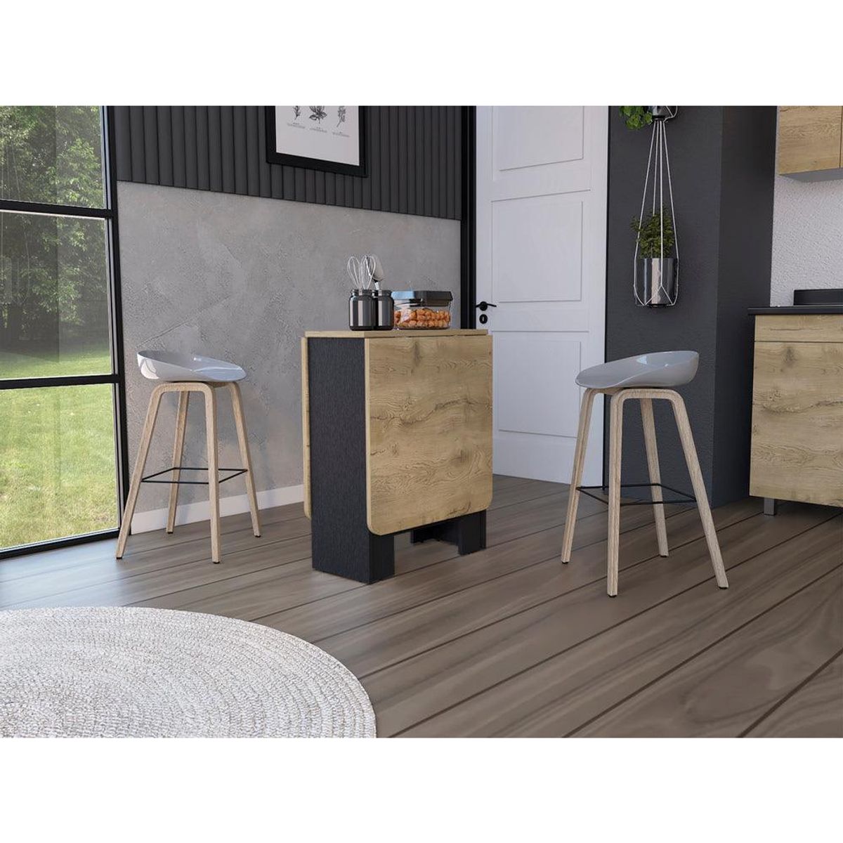 RTA DESIGN - Mesa Auxiliar de Cocina Plegable Merida Wengue con Amplia Superficie