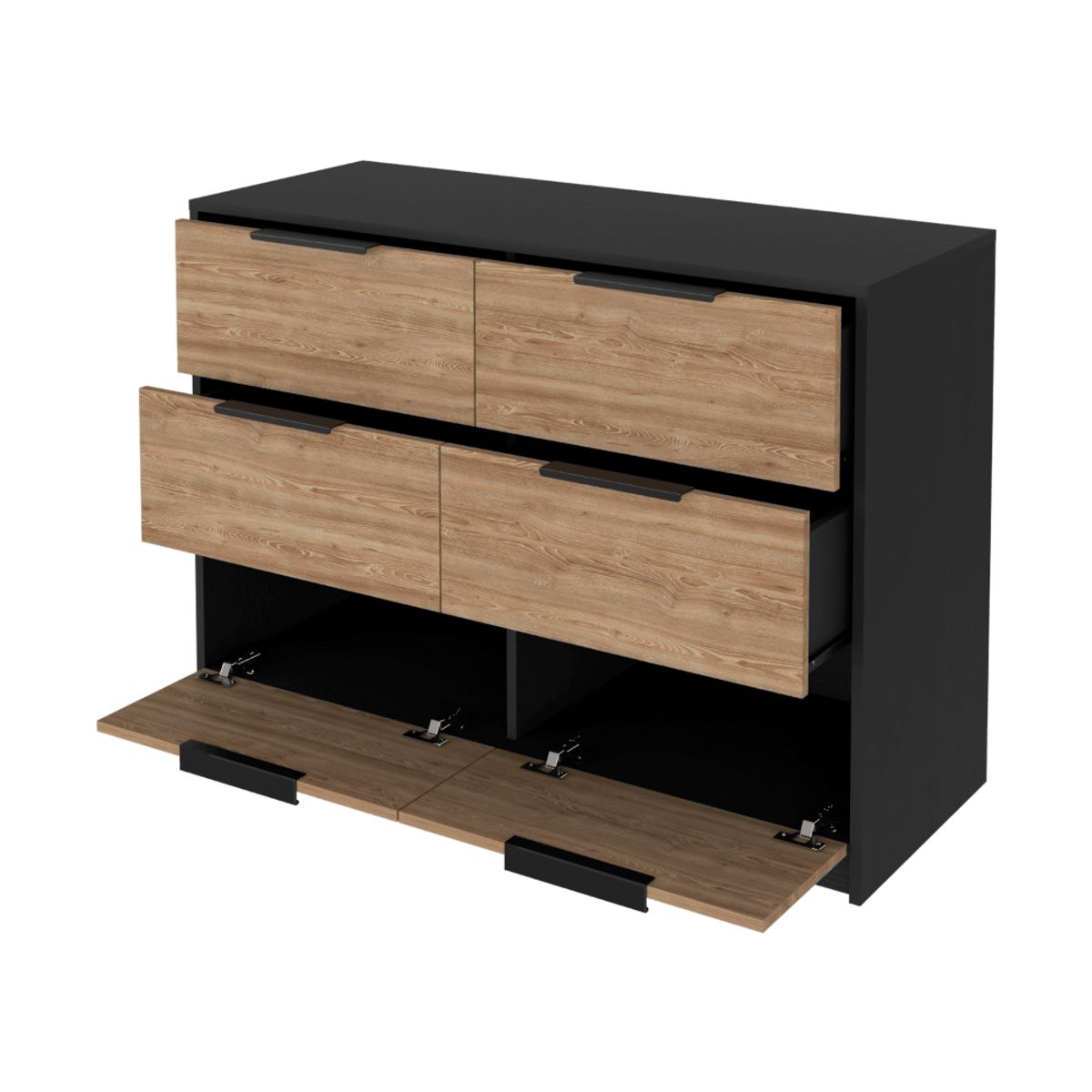 RTA DESIGN - Organizador Wesley Wengue y Miel con Cuatro Cajones y Dos Puertas ZF