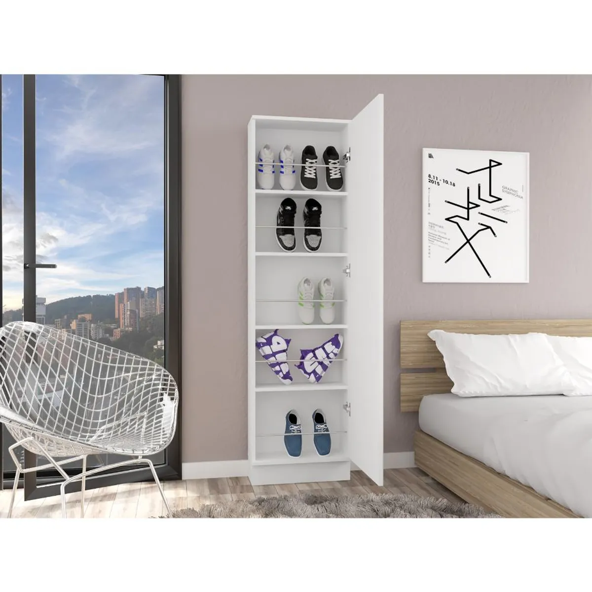 RTA DESIGN - Zapatero Leto Blanco con Amplio Espacio de Almacenamiento ZF