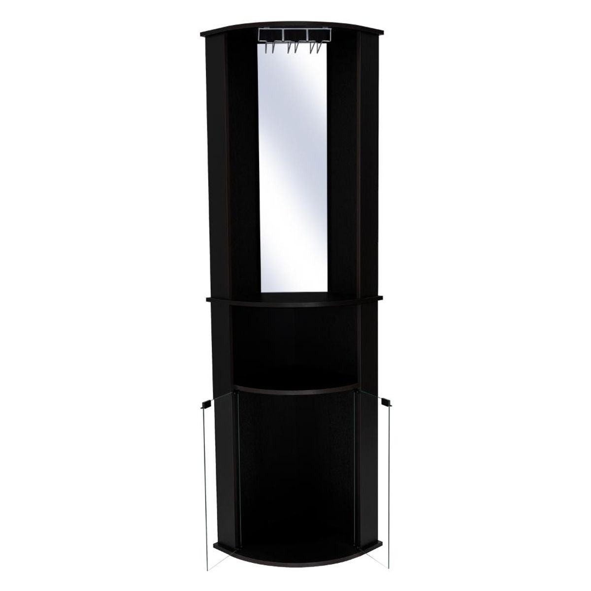 RTA DESIGN - Bar Zamba Wengue Dos Puertas de Vidrio Espejo y Colgador de Copas