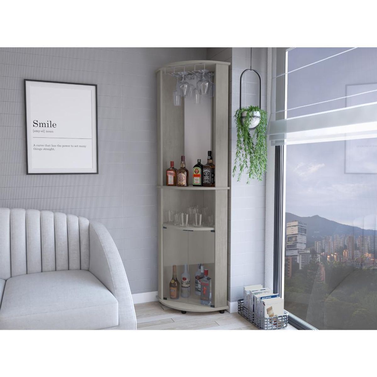 RTA DESIGN - Bar Esquinero Chicago Agata  con colgador de copas ZF