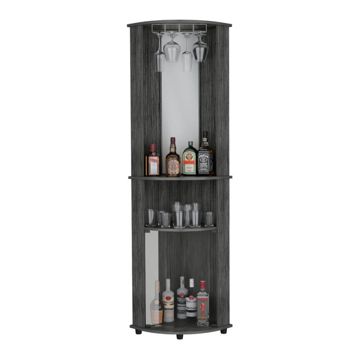 RTA DESIGN - Bar Esquinero Chicago Gris  con colgador de copas ZF