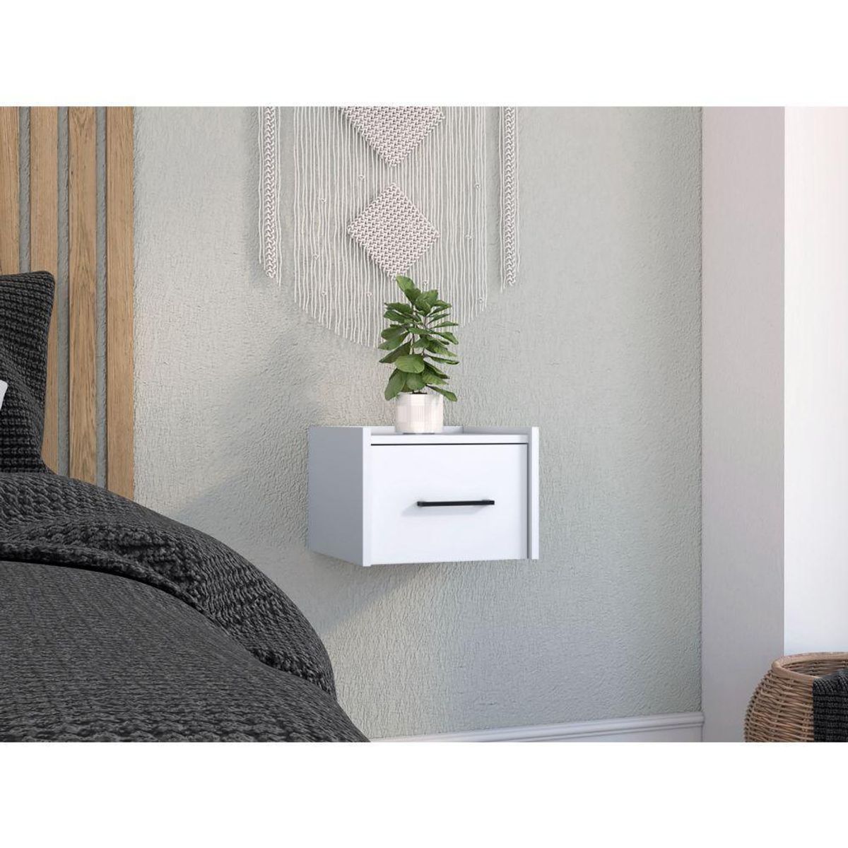 RTA DESIGN - Mesa de Noche Flotante Boa Blanco Espacio Para Colocar Objetos