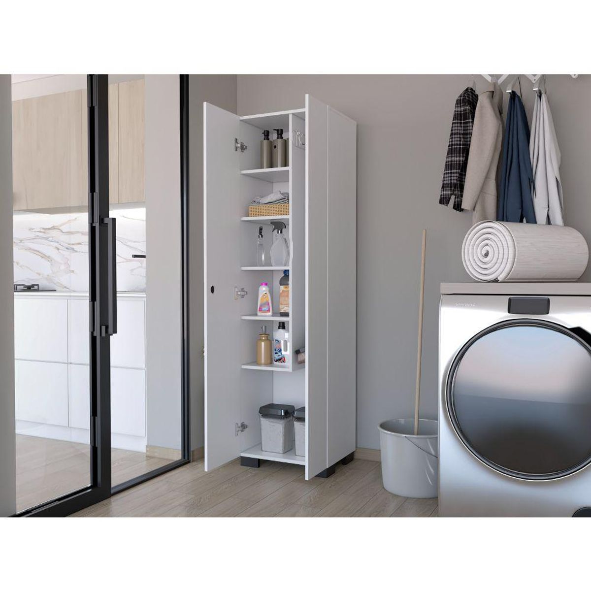 RTA DESIGN - Mueble de Aseo Blake Blanco Espacio Para articulos de Aseo y Colgadero