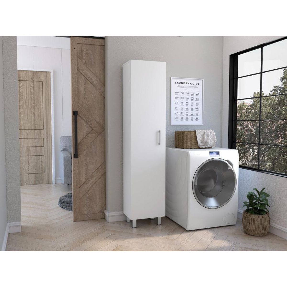 RTA - Mueble de Aseo Vinto Blanco con colgador de escobas ZF