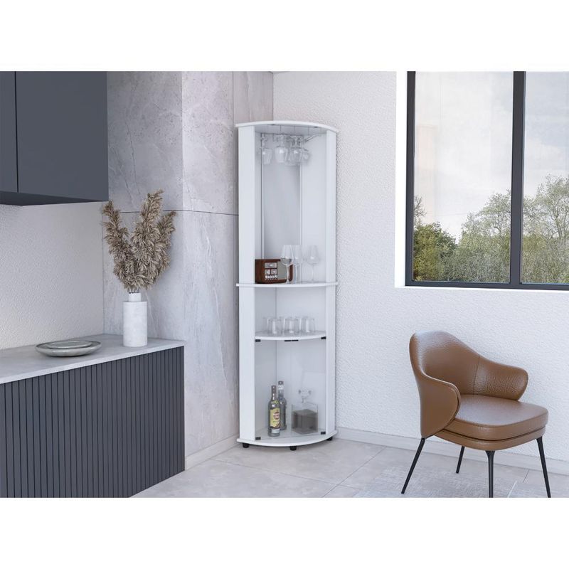 RTA DESIGN - Bar Esquinero Chicago Blanco  con colgador de copas ZF