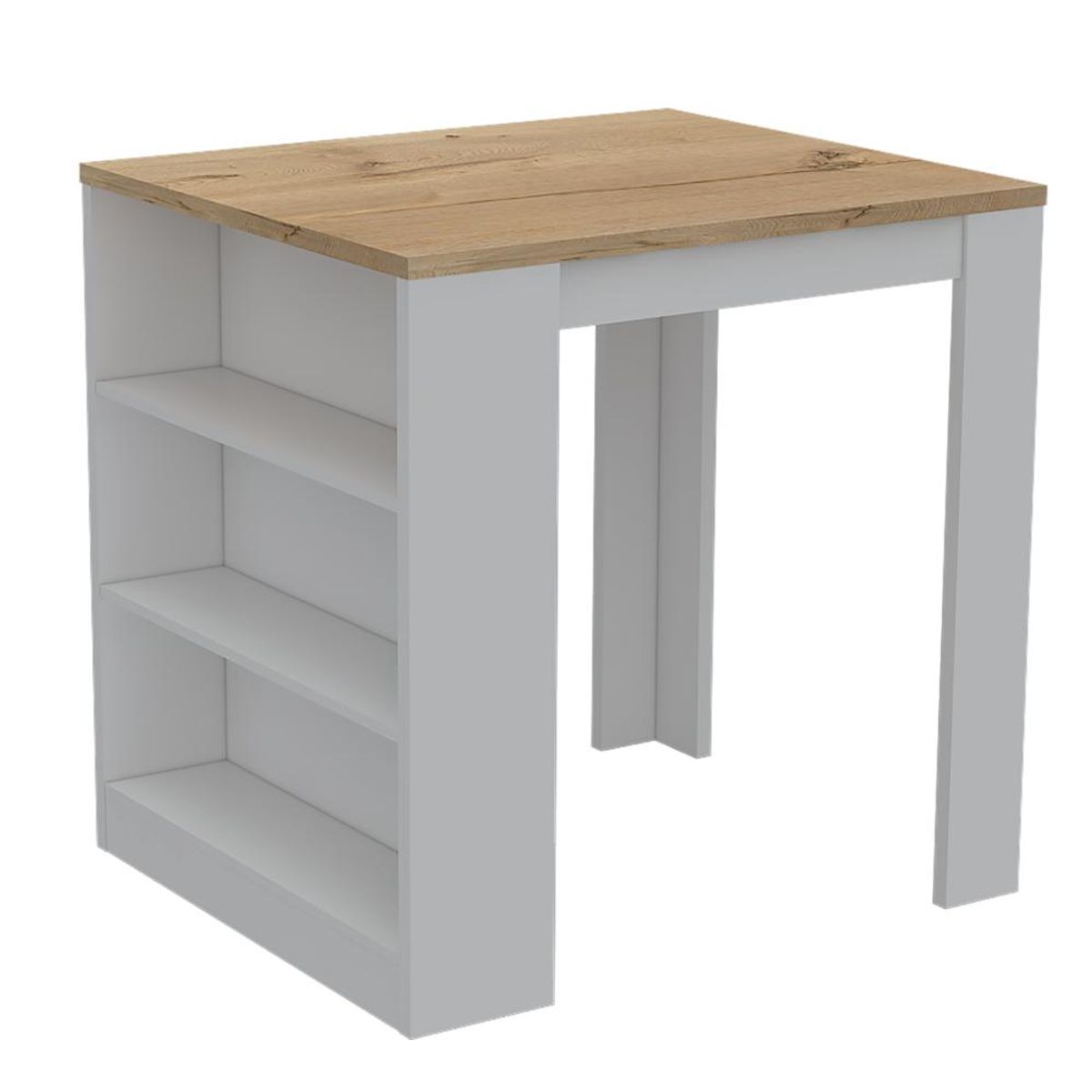 RTA DESIGN - Mesa Auxiliar Mayer Blanco y Café Amplia Superficie y Entrepaños ZF_.