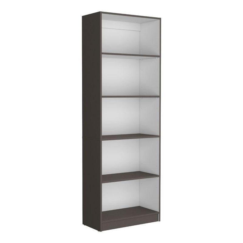 RTA DESIGN - Biblioteca Home Plata Oscuro y Blanco con Cinco Entrepaños ZF