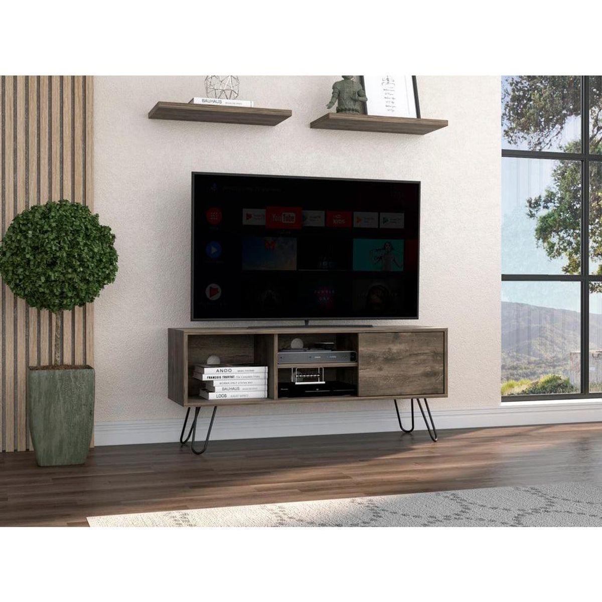 RTA DESIGN - Mesa Para Tv Rony Nogal para Televisor de Hasta 50 Pulgadas