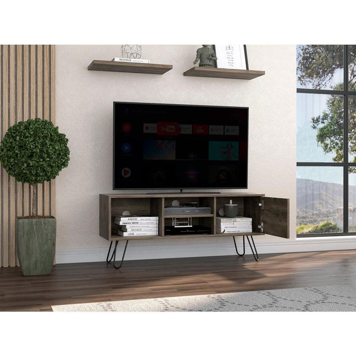 RTA DESIGN - Mesa Para Tv Rony Nogal para Televisor de Hasta 50 Pulgadas