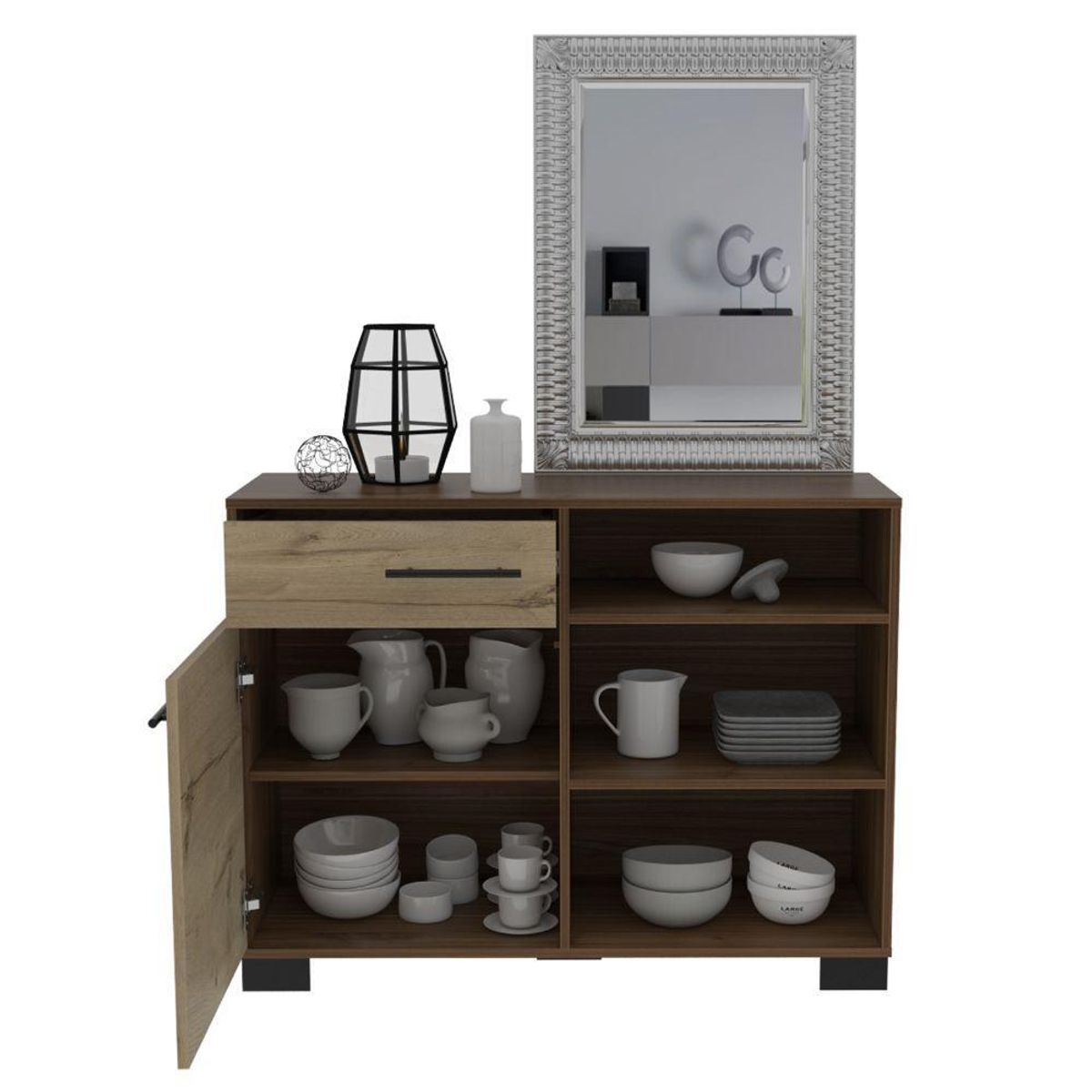 RTA DESIGN - Mesa Auxiliar Marsella Castaño Con Cajón Con Riel Extensión Total