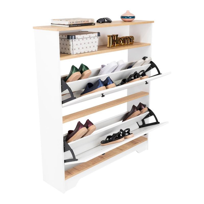 RTA DESIGN - Zapatero Merlín Café Claro y Blanco Vainilla