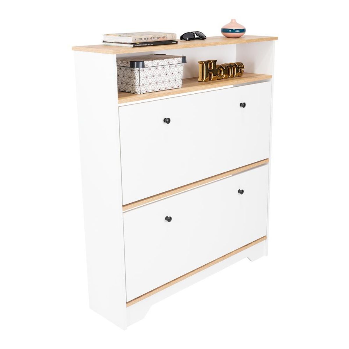 RTA DESIGN - Zapatero Merlín Café Claro y Blanco Vainilla