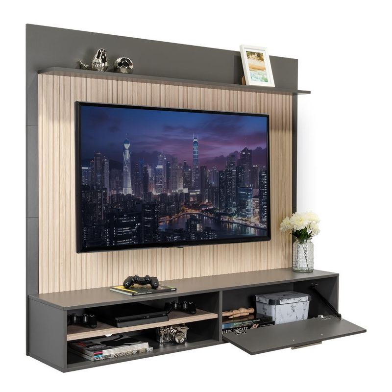 RTA DESIGN - Panel de Tv Hober Plata Oscuro y Bardolino  Desde 55 Hasta 70 Pulgadas