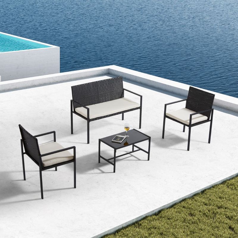 RTA DESIGN - Comedor de Exterior Marlín  Negro Incluye dos Sillas