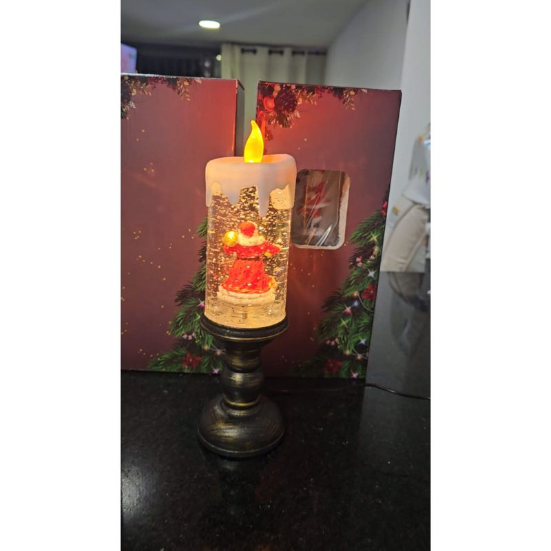 GENERICO - Vela Giratoria con Luz Led Papá Noel Decoración Navideña de Mesa