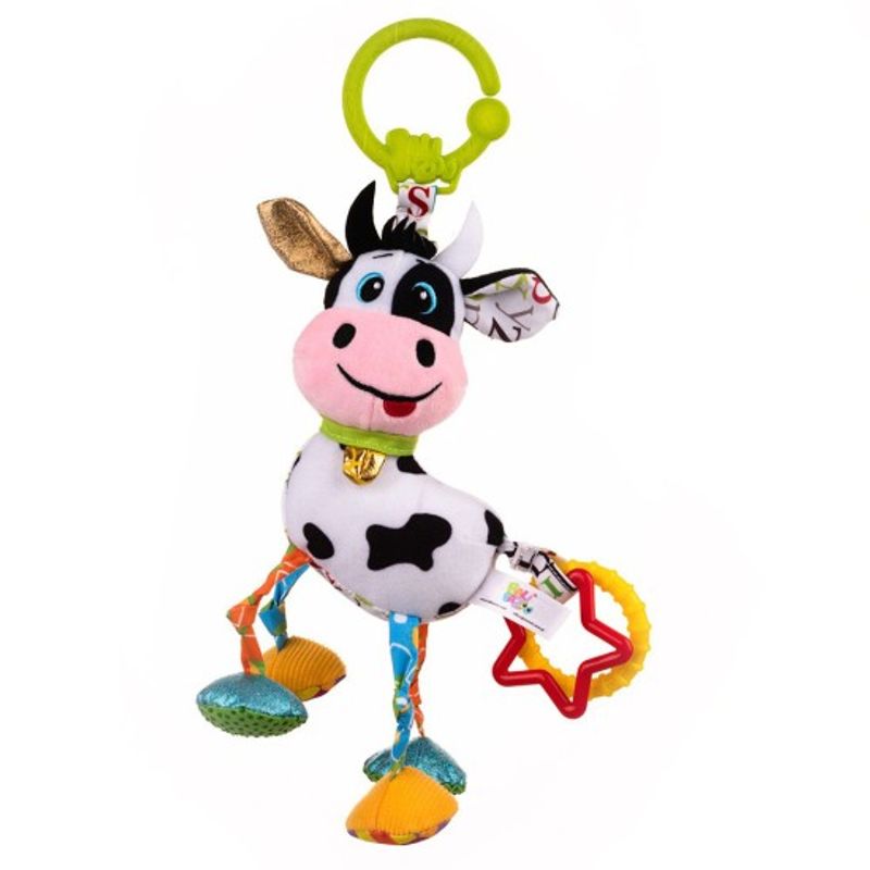 JUGANDO Y EDUCANDO - Juguete Bebe Peluche Vaca Sensorial Estimulación Mordedor
