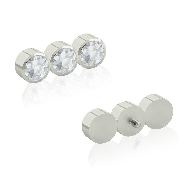 AGHA JEWELRY - Titanio Aretes Piercing Triple Bezel set para lóbulo