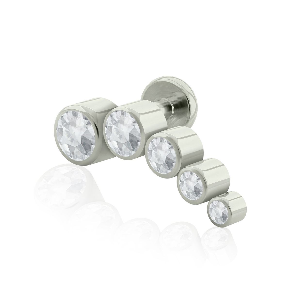 AGHA JEWELRY - Titanio Arete Piercing Five Verona Bezel set  para lóbulo Izquierdo