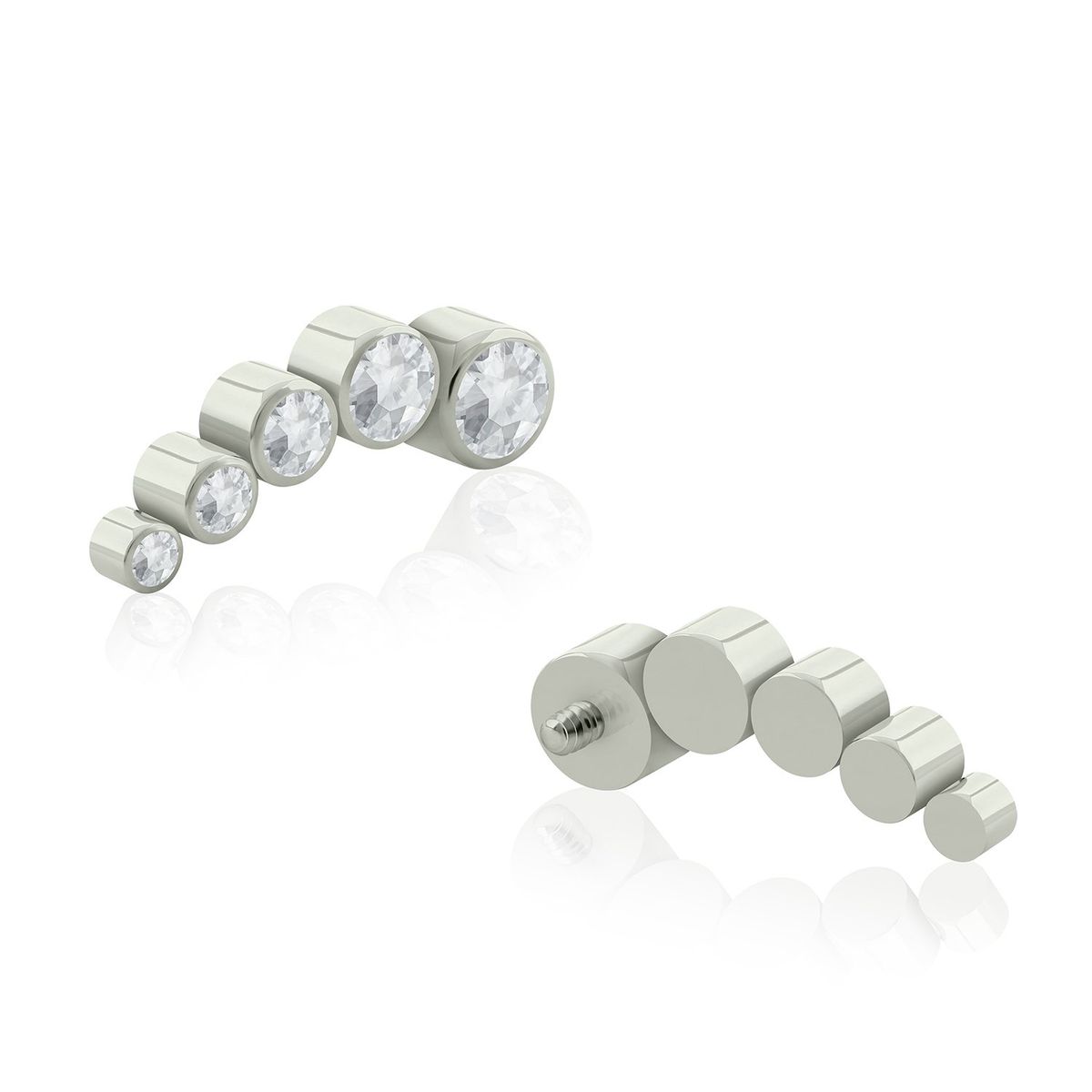 AGHA JEWELRY - Titanio Arete Piercing Five Verona Bezel set  para lóbulo Izquierdo