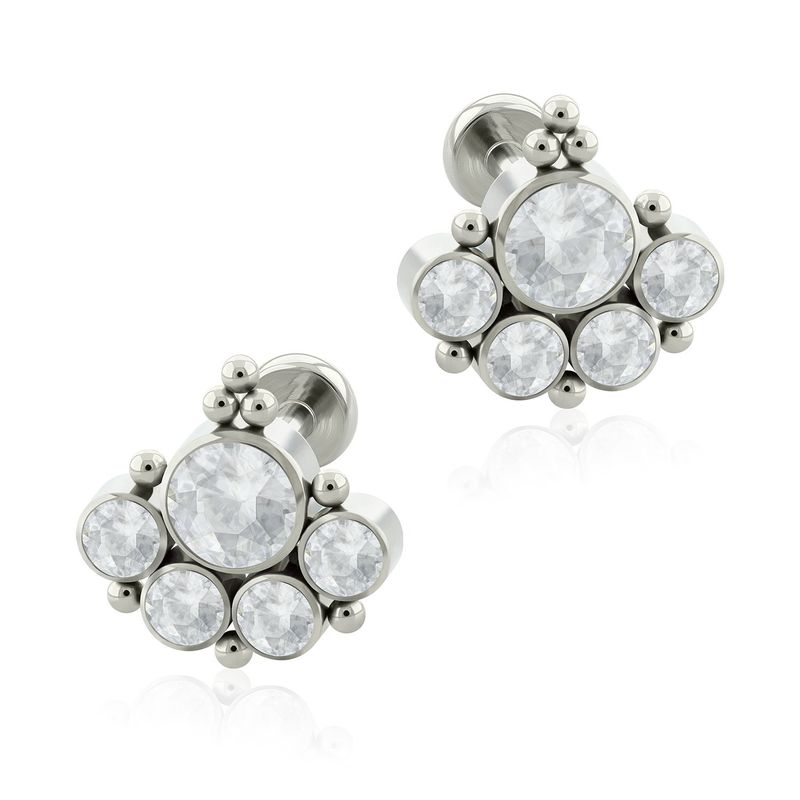 AGHA JEWELRY - Titanio Aretes Piercing Celeste Bezel set para lóbulo