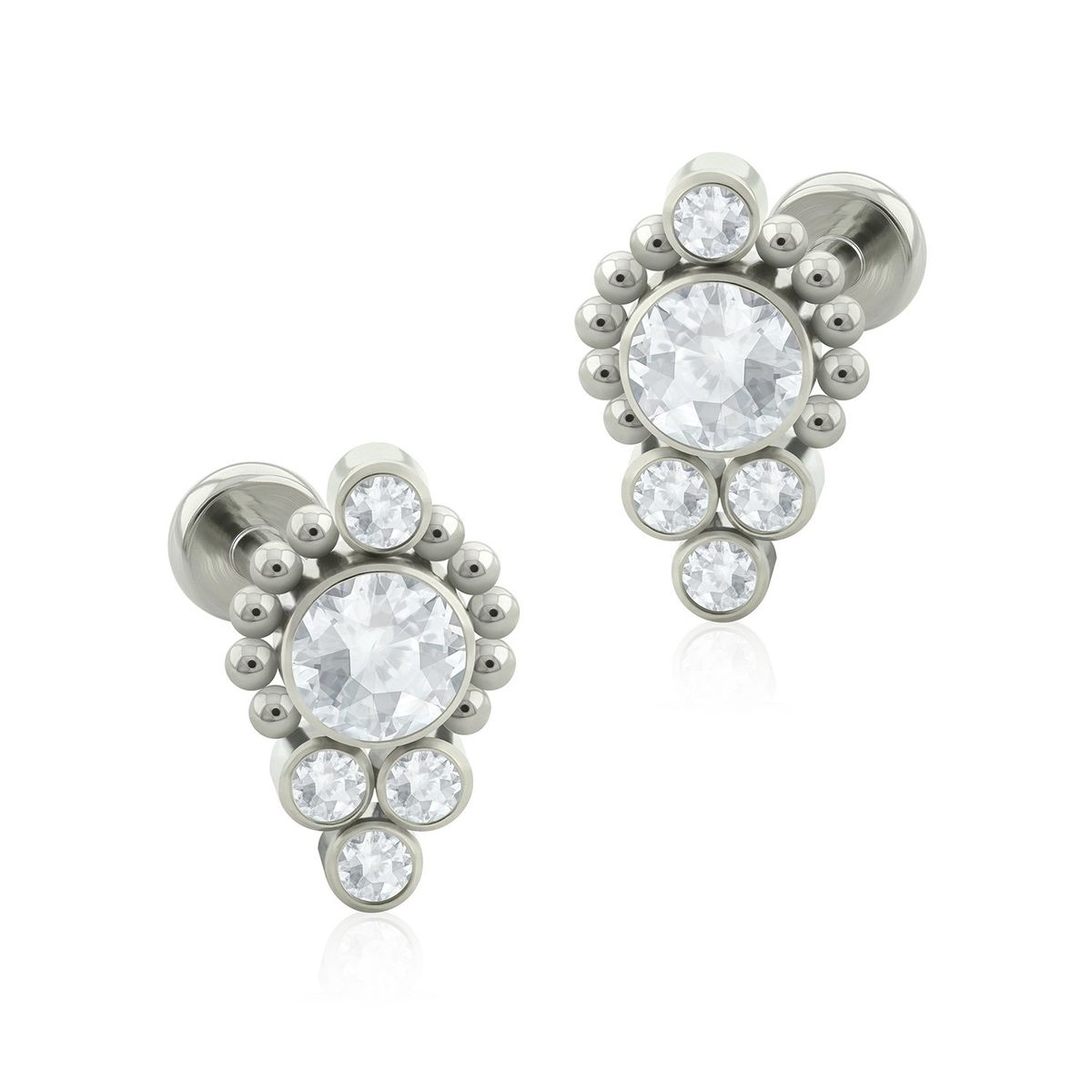 AGHA JEWELRY - Titanio Aretes Piercing Saturn Bezel set para lóbulo