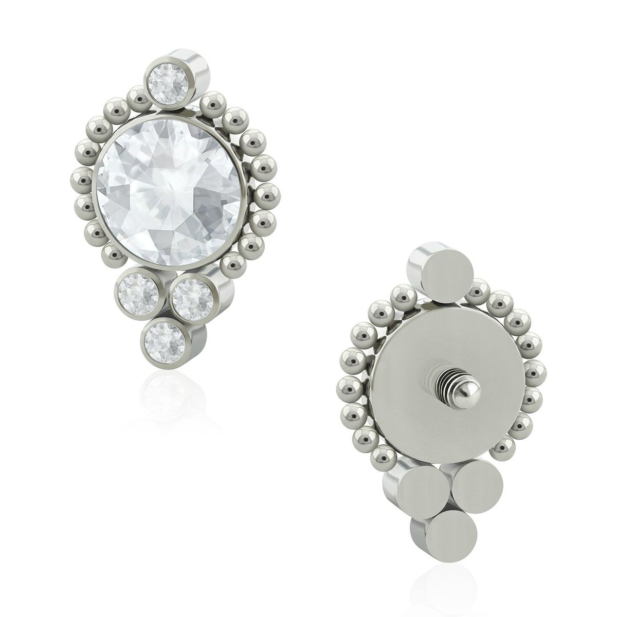 AGHA JEWELRY - Titanio Aretes Piercing Saturn Bezel set para lóbulo