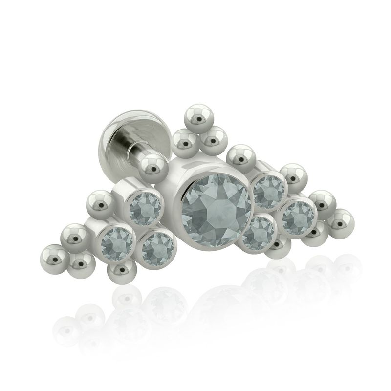 AGHA JEWELRY - Titanio Arete Piercing Corona Bezel set para lóbulo