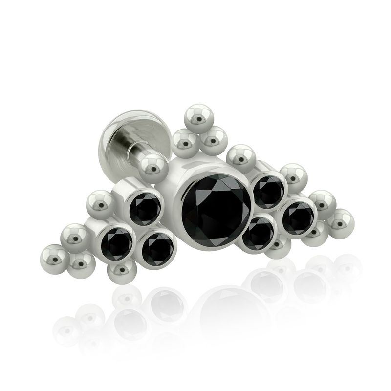 AGHA JEWELRY - Titanio Arete Piercing Corona Bezel set para lóbulo