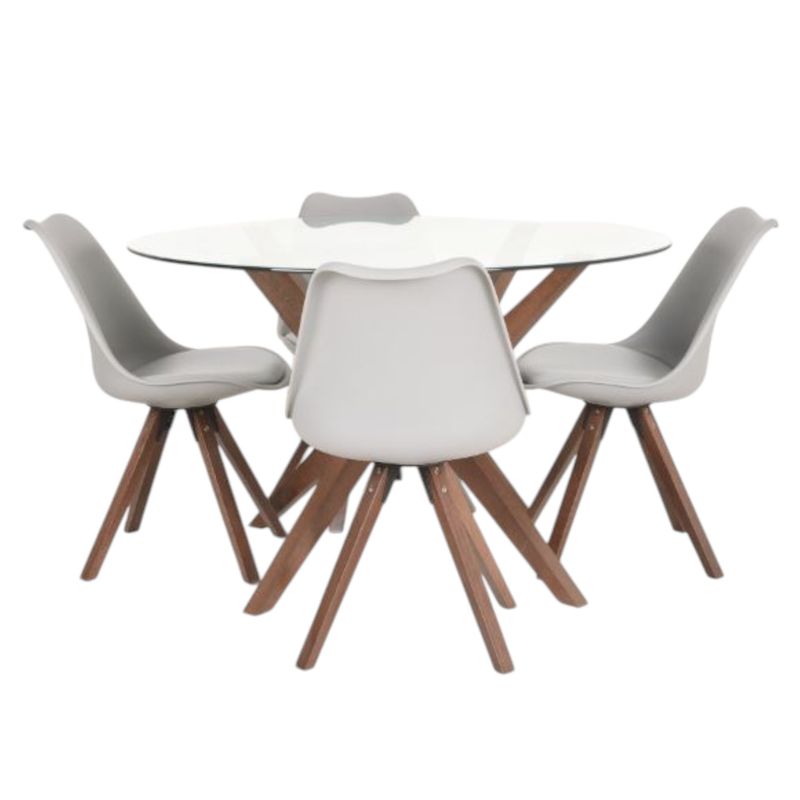 MUEBLES FIOTTI - Juego de comedor 4 puestos Gris Fiotti Enzo