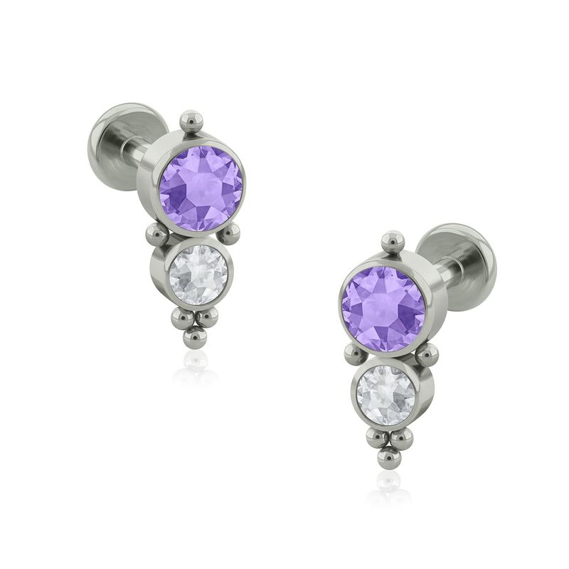 AGHA JEWELRY - Titanio Aretes Piercing Venus Bezel set para lóbulo