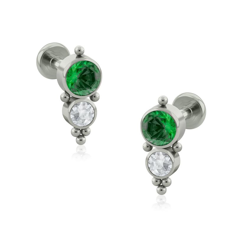 AGHA JEWELRY - Titanio Aretes Piercing Venus Bezel set para lóbulo