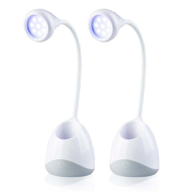 ENERGY PLUS - Set x2 Lámpara de Mesa de Noche Moderna Luz LED UV Carga USB Blanco