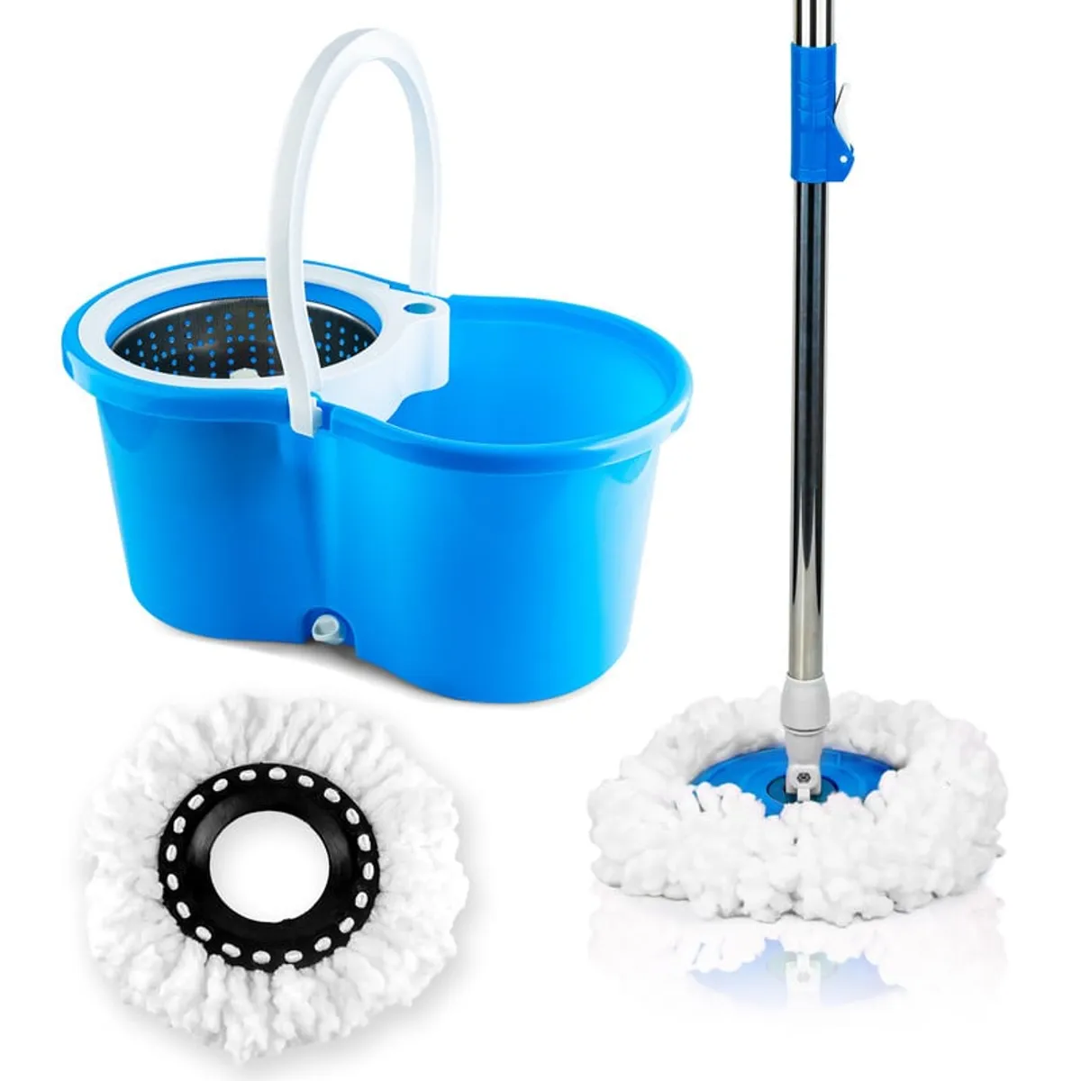 ENERGY PLUS - Trapeador Giratorio 360°  Autoescurrible y 2 Repuestos Azul