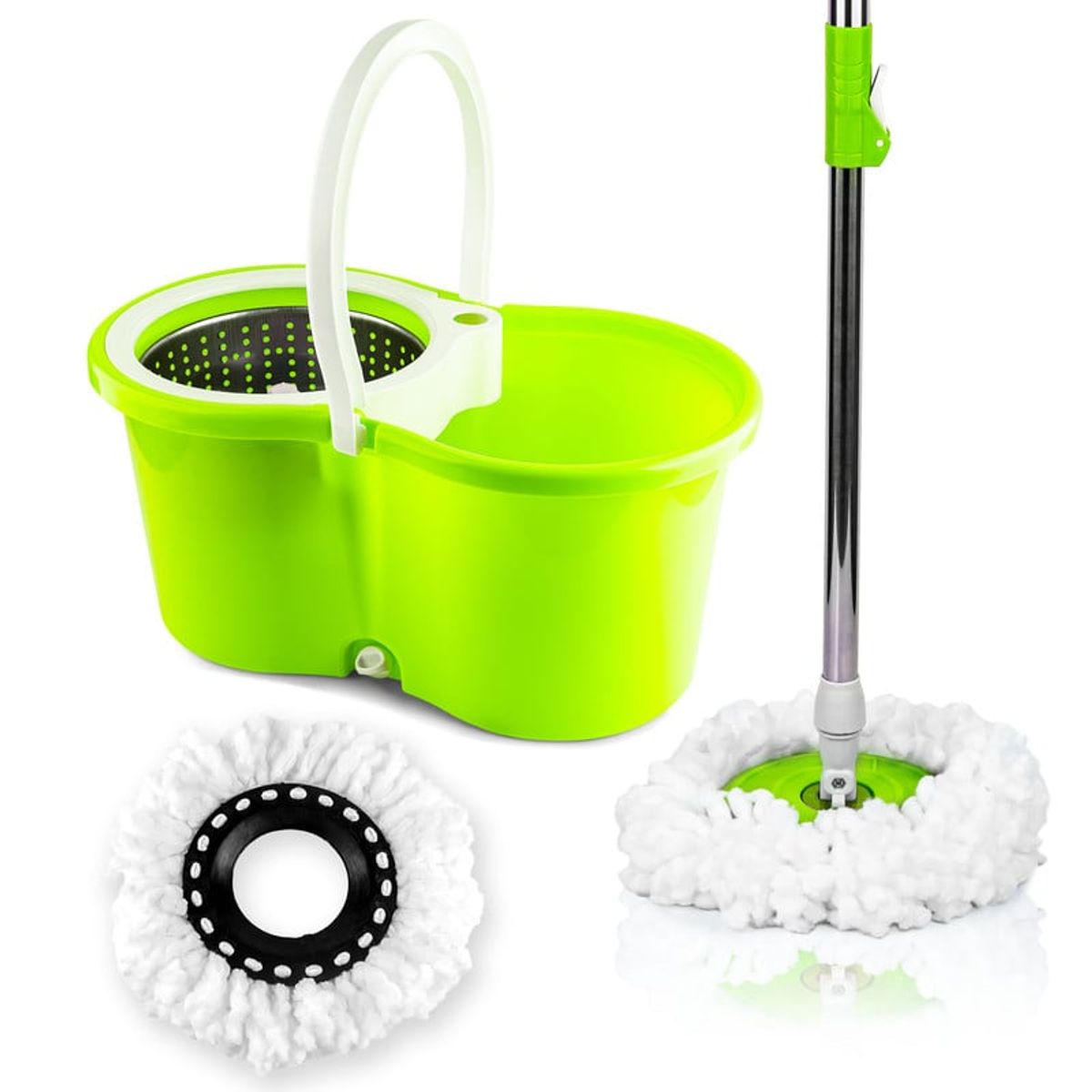 ENERGY PLUS - Trapeador Giratorio 360° Autoescurrible y 2 Repuestos Verde