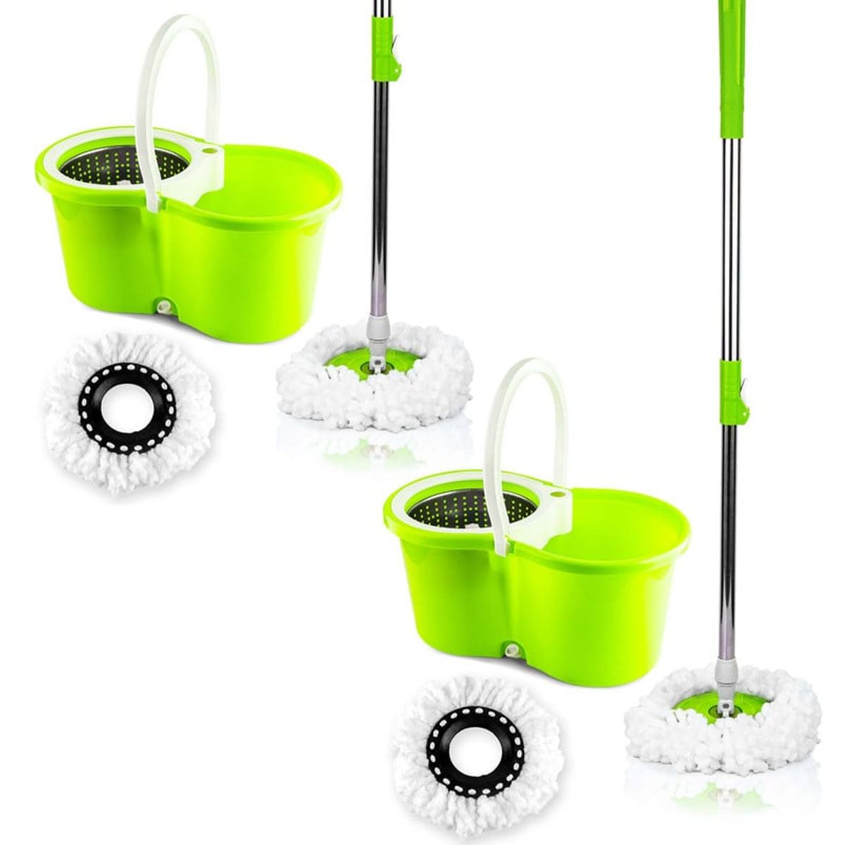 ENERGY PLUS - Set x2 Trapeador Giratorio 360° Escurridor 2 Repuestos Verde