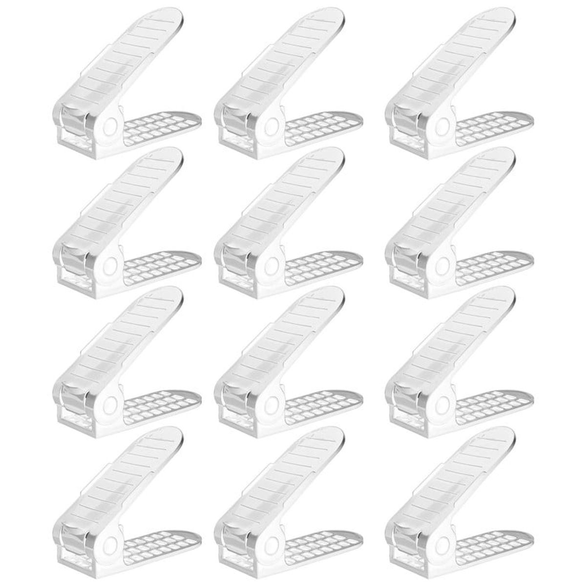 ENERGY PLUS - Set x12 Organizadores Zapatos Ajustables Zapatero Ahorrador Blanco