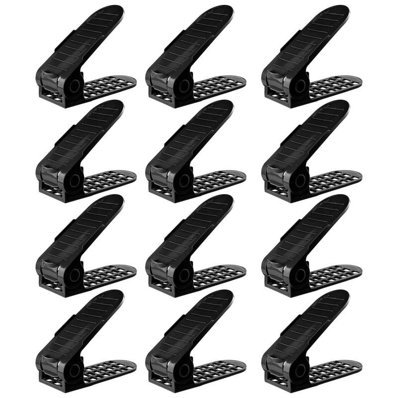ENERGY PLUS - Set x12 Organizadores Zapatos Ajustables Zapatero Ahorrador Negro