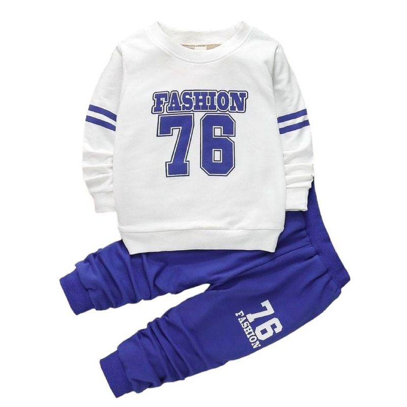 URBAN PLUS - conjunto niño buzo y pantalon 76 blanco con azul