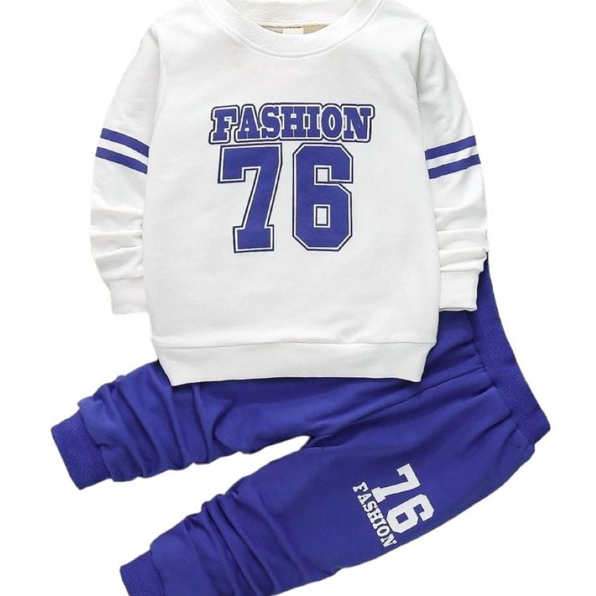 URBAN PLUS - conjunto niño buzo y pantalon 76 blanco con azul