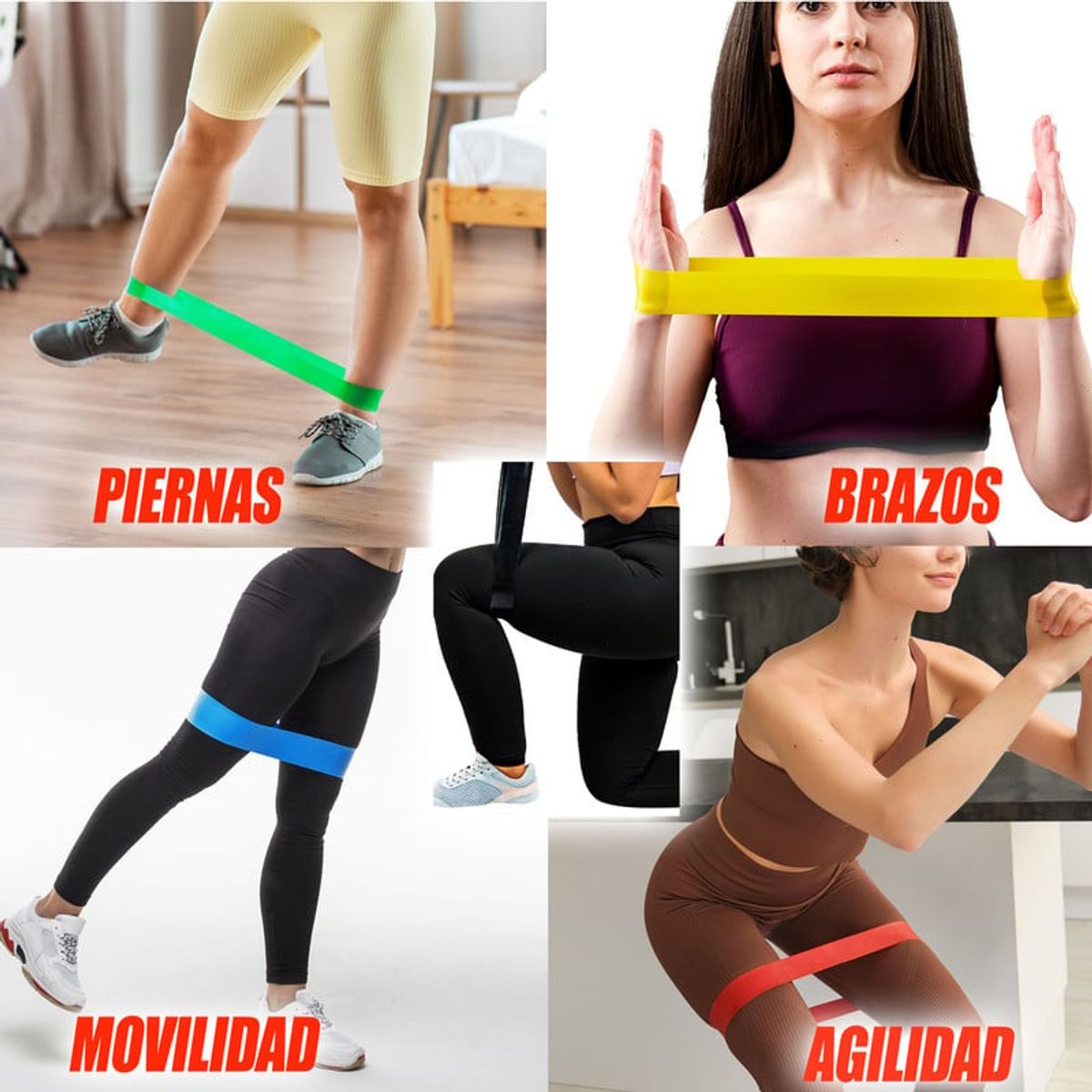 STYLE STARS - Set x5 Bandas Elásticas Resistencia Ejercicio y Fisioterapia