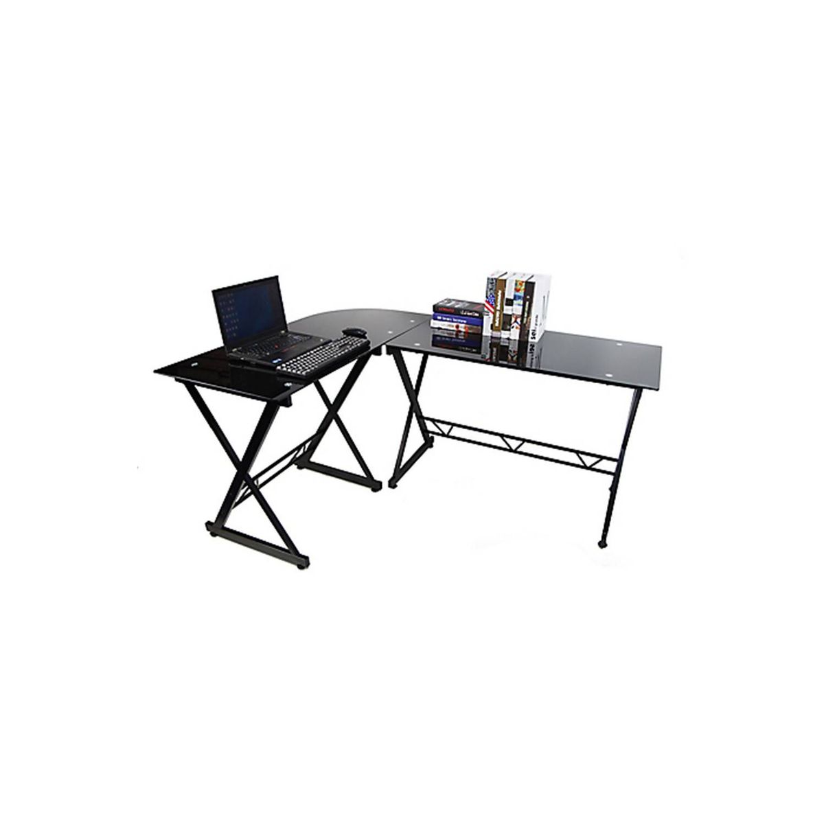 RTA DESIGN - Escritorio en l de vidrio negro