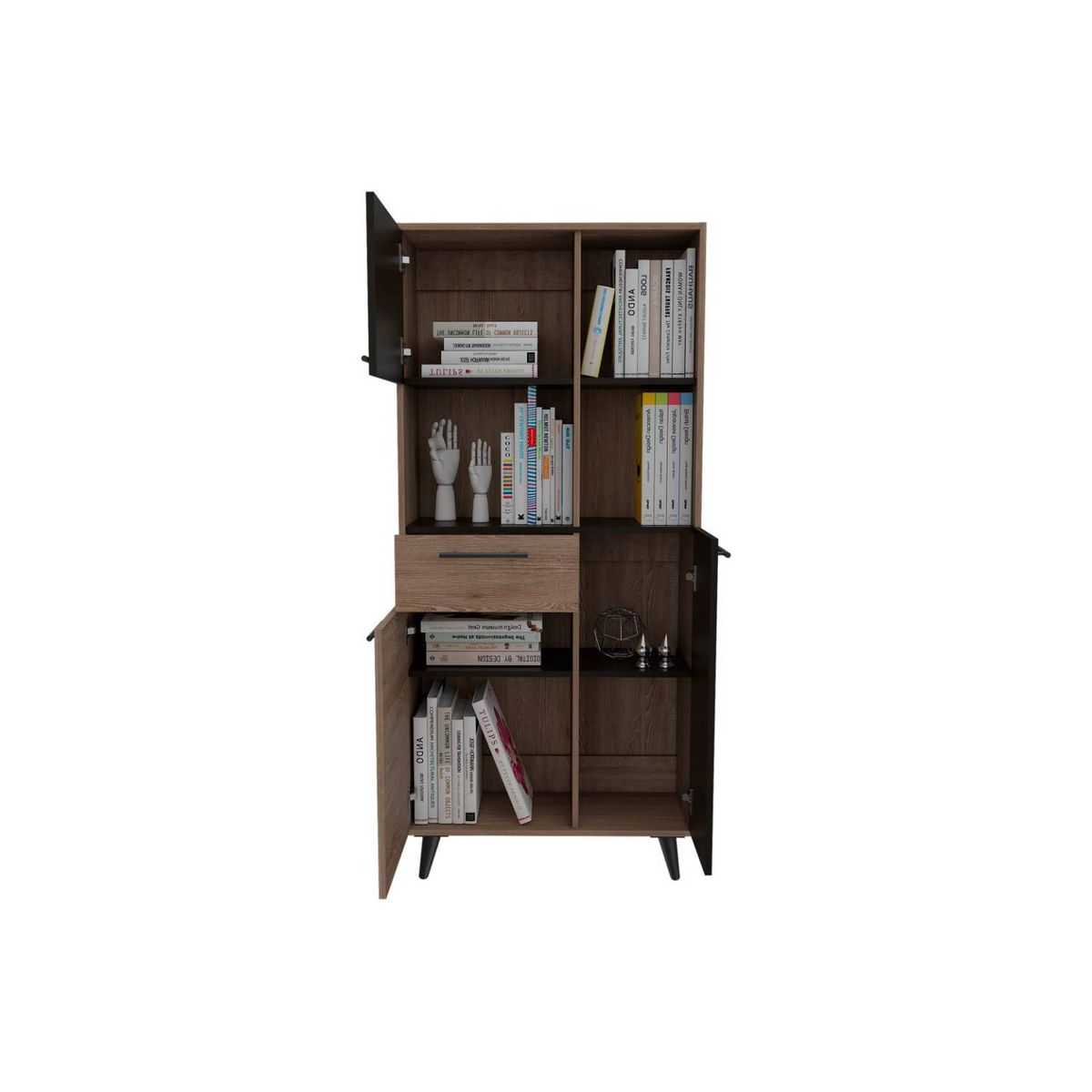 RTA DESIGN - Biblioteca brillo miel y wengue con tres puertas