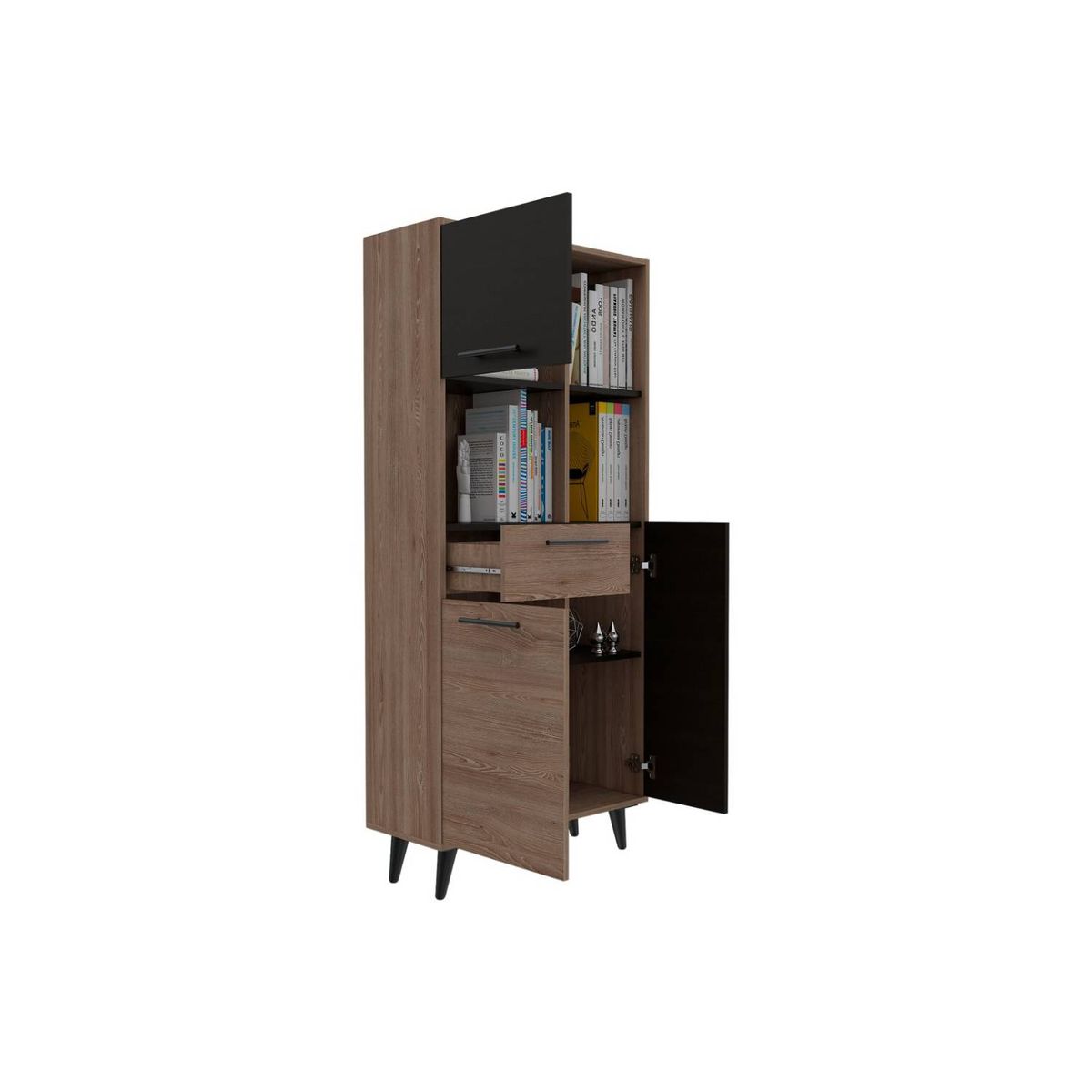 RTA DESIGN - Biblioteca brillo miel y wengue con tres puertas