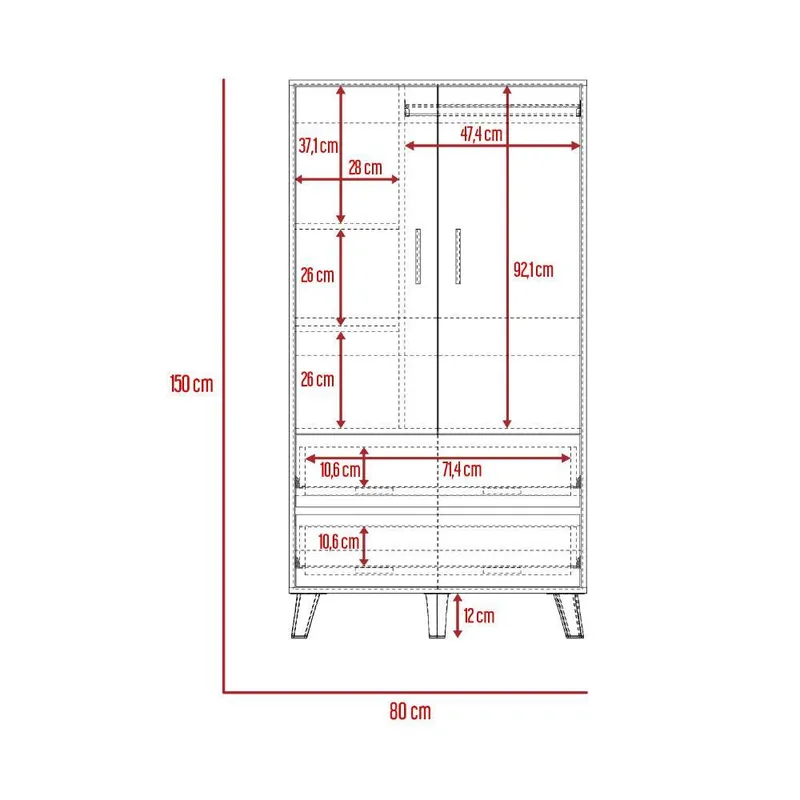 RTA DESIGN - Closet Colima Blanco y Café claro con dos puertas batientes