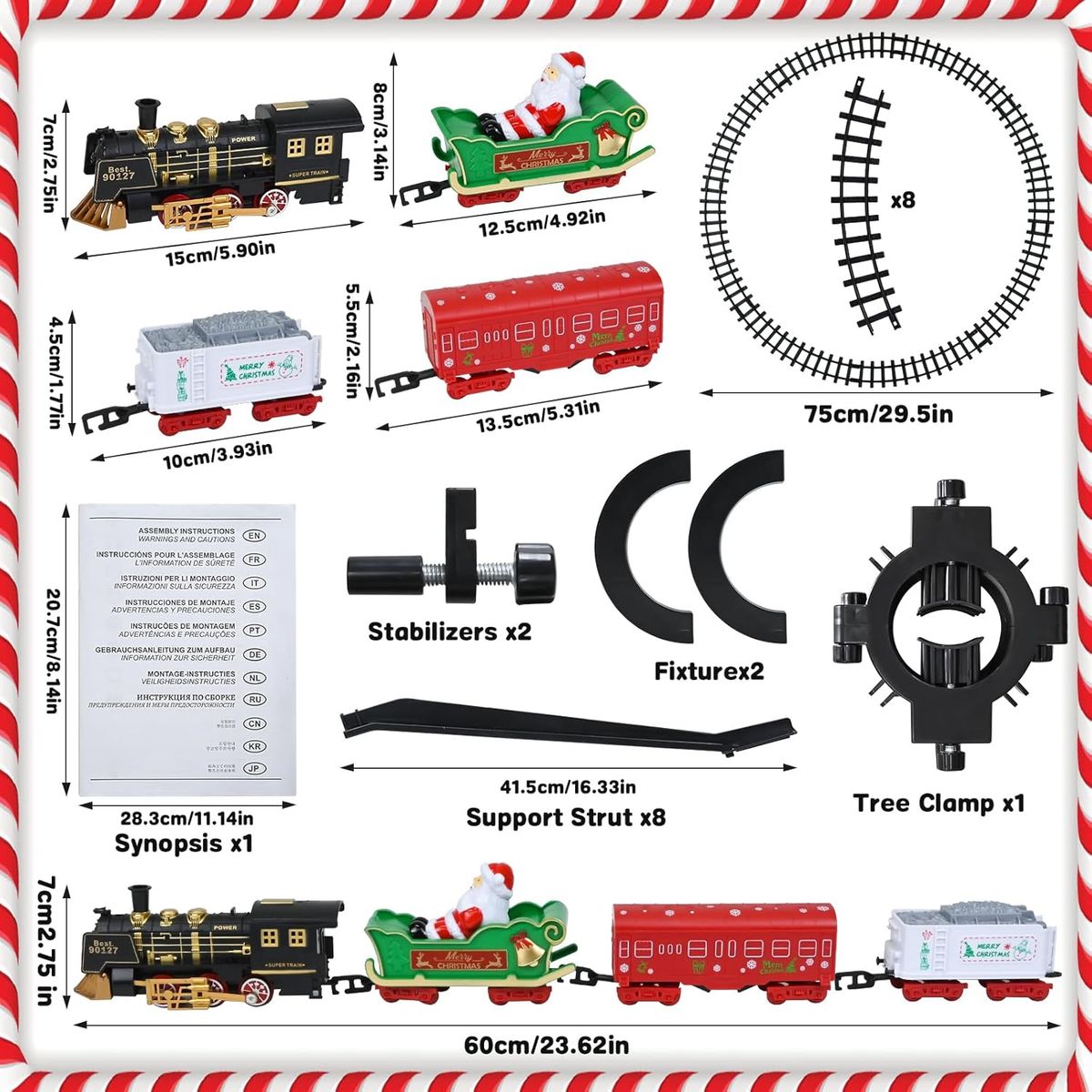 GENERICO - Juego De Tren De Juguete Para Colgar Alrededor Del Árbol De Navidad
