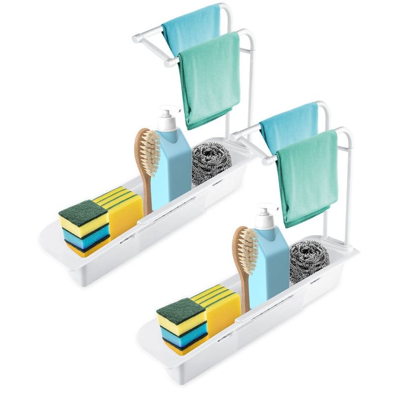 CHEF MASTER - Set 2 Organizador Lavaplato Esponja Jabón Escurridor Blanco