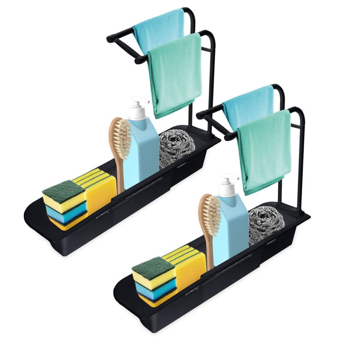 CHEF MASTER - Set 2 Organizador Lavaplato Esponja Jabón Escurridor Negro