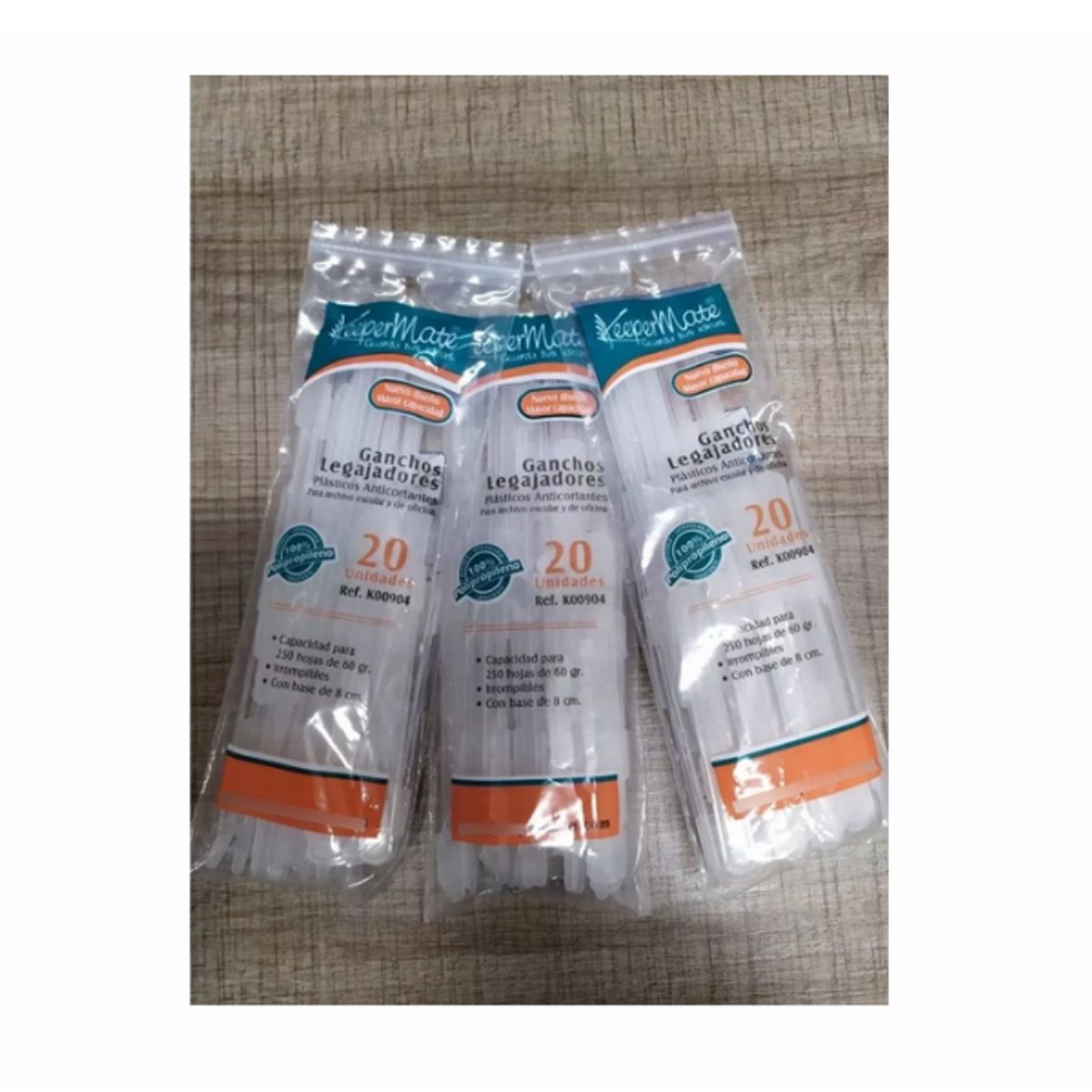 GENERICO - Gancho Legajador Plastico 5 Pqt Cada Bolsa X 20 Unidades